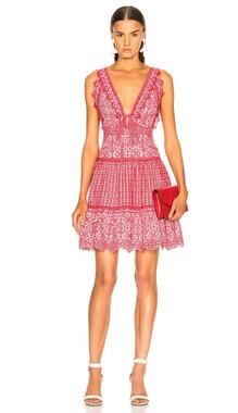 Jonathan Simkhai Red Gingham Checkered Mini Dress Summer Sundress Eyelet Small